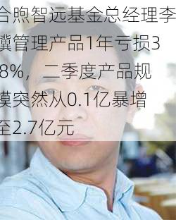 合煦智远基金总经理李骥管理产品1年亏损3.8%，二季度产品规模突然从0.1亿暴增至2.7亿元