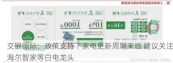 交银国际：政策支持下家电更新周期来临 建议关注海尔智家等白电龙头