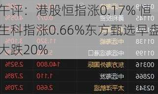 午评：港股恒指涨0.17% 恒生科指涨0.66%东方甄选早盘大跌20%