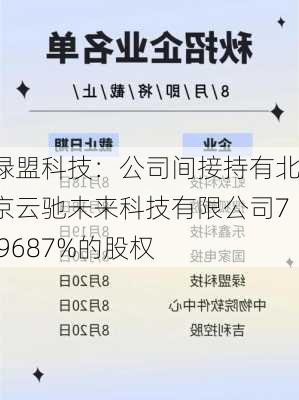 绿盟科技：公司间接持有北京云驰未来科技有限公司7.9687%的股权