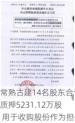 常熟古建14名股东合计质押5231.12万股 用于收购股份作为担保