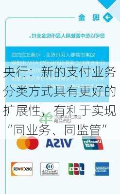 央行：新的支付业务分类方式具有更好的扩展性，有利于实现“同业务、同监管”