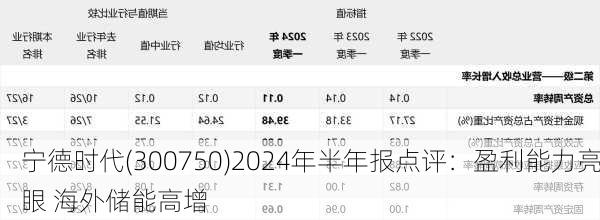 宁德时代(300750)2024年半年报点评：盈利能力亮眼 海外储能高增