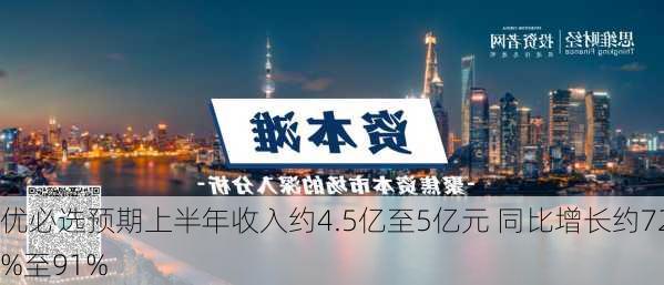 优必选预期上半年收入约4.5亿至5亿元 同比增长约72%至91%