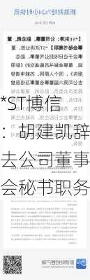 *ST博信：胡建凯辞去公司董事会秘书职务