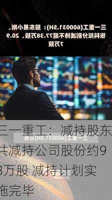 三一重工：减持股东共减持公司股份约98万股 减持计划实施完毕