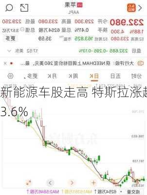 新能源车股走高 特斯拉涨超3.6%