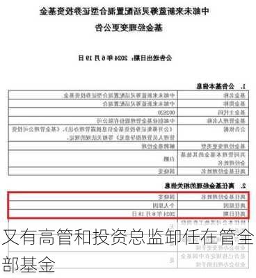 又有高管和投资总监卸任在管全部基金