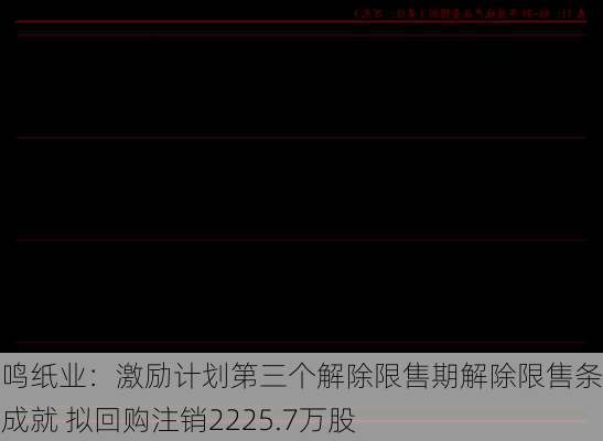 晨鸣纸业：激励计划第三个解除限售期解除限售条件未成就 拟回购注销2225.7万股