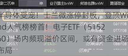 半导体受宠！士兰微涨停封板，登顶Wind人气榜榜首！电子ETF（515260）场内频现溢价区间，或有资金进场布局