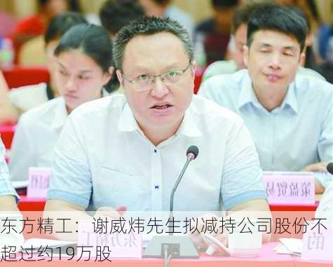 东方精工：谢威炜先生拟减持公司股份不超过约19万股