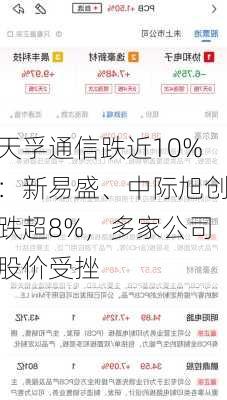 天孚通信跌近10%：新易盛、中际旭创跌超8%，多家公司股价受挫