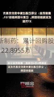 南新制药：累计回购股份122.8955万股