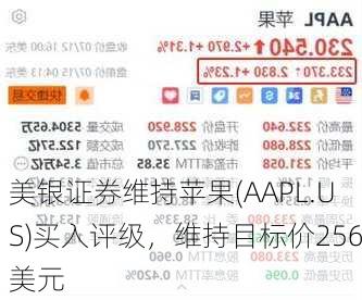 美银证券维持苹果(AAPL.US)买入评级，维持目标价256美元