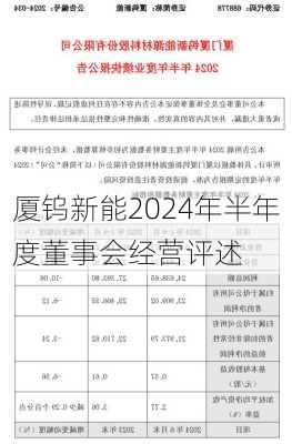 厦钨新能2024年半年度董事会经营评述