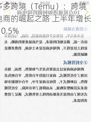 多多跨境（Temu）：跨境电商的崛起之路 上半年增长 10.5%