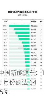 中国新能源车：1-6 月份额达 64.5%