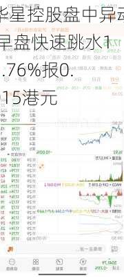 华星控股盘中异动 早盘快速跳水11.76%报0.015港元