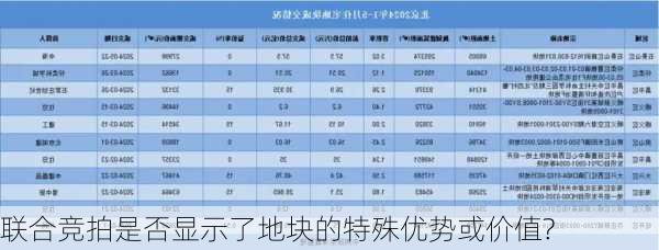 联合竞拍是否显示了地块的特殊优势或价值?