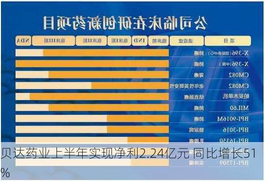 贝达药业上半年实现净利2.24亿元 同比增长51%