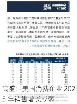 高盛：美国消费企业 2025 年销售增长或弱