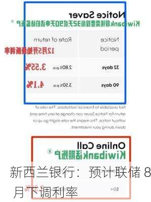 新西兰银行：预计联储 8 月下调利率