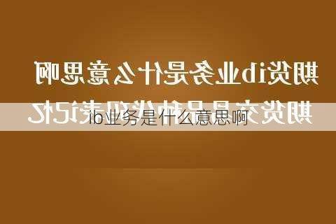 ib业务是什么意思啊