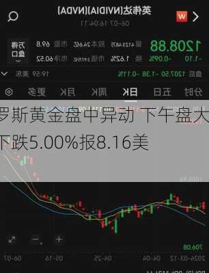 金罗斯黄金盘中异动 下午盘大幅下跌5.00%报8.16美元