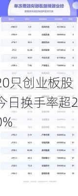 20只创业板股今日换手率超20%