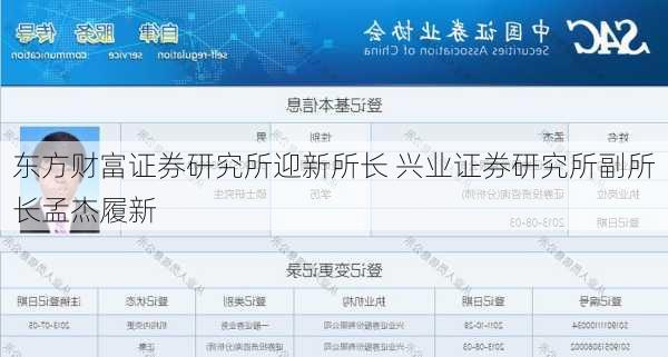东方财富证券研究所迎新所长 兴业证券研究所副所长孟杰履新