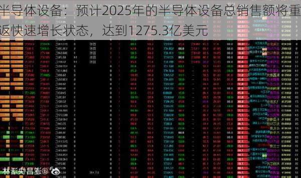 半导体设备：预计2025年的半导体设备总销售额将重返快速增长状态，达到1275.3亿美元