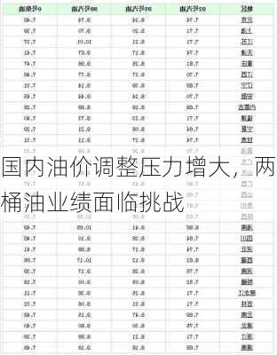 国内油价调整压力增大，两桶油业绩面临挑战