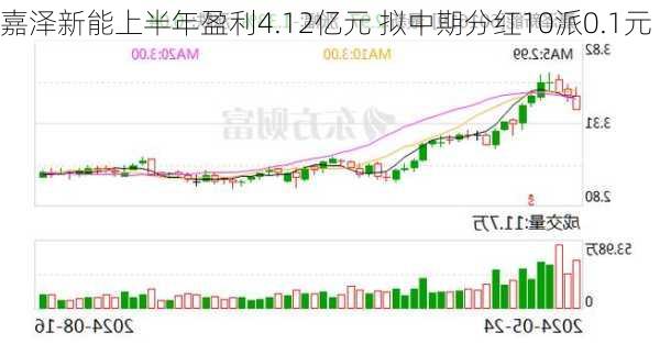 嘉泽新能上半年盈利4.12亿元 拟中期分红10派0.1元