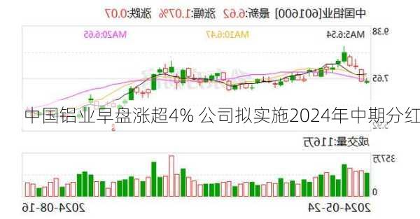 中国铝业早盘涨超4% 公司拟实施2024年中期分红