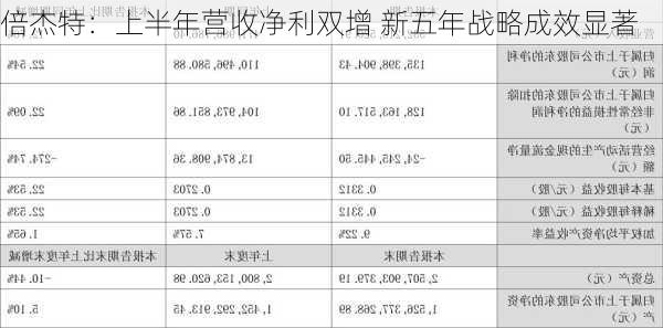 倍杰特：上半年营收净利双增 新五年战略成效显著