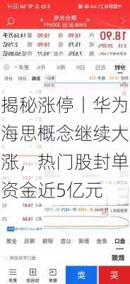 揭秘涨停丨华为海思概念继续大涨，热门股封单资金近5亿元