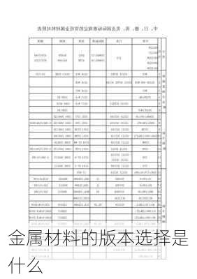 金属材料的版本选择是什么