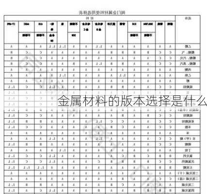 金属材料的版本选择是什么