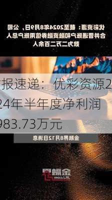 财报速递：优彩资源2024年半年度净利润6983.73万元