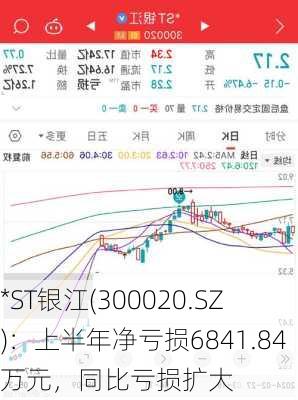 *ST银江(300020.SZ)：上半年净亏损6841.84万元，同比亏损扩大