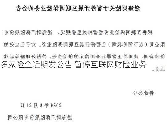 多家险企近期发公告 暂停互联网财险业务