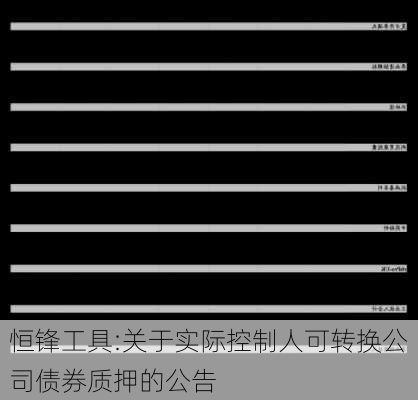 恒锋工具:关于实际控制人可转换公司债券质押的公告