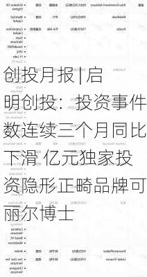 创投月报 | 启明创投：投资事件数连续三个月同比下滑 亿元独家投资隐形正畸品牌可丽尔博士