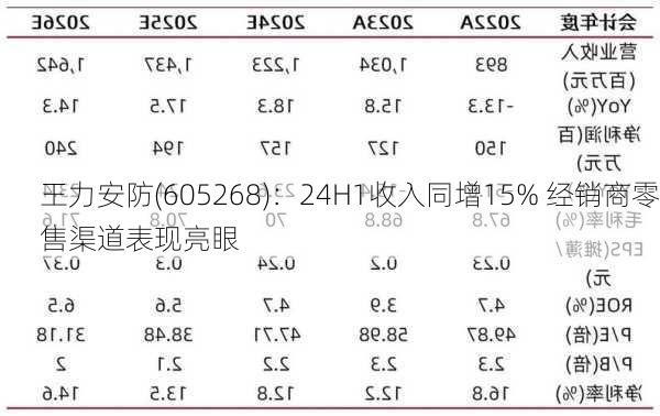 王力安防(605268)：24H1收入同增15% 经销商零售渠道表现亮眼