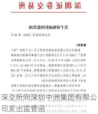 深交所向深圳中洲集团有限公司发出监管函