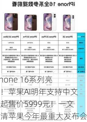 iPhone 16系列亮相！苹果AI明年支持中文，起售价5999元！一文看清苹果今年最重大发布会