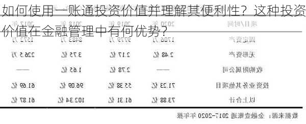 如何使用一账通投资价值并理解其便利性？这种投资价值在金融管理中有何优势？