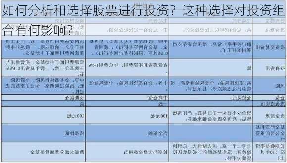 如何分析和选择股票进行投资？这种选择对投资组合有何影响？