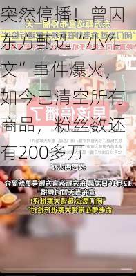 突然停播！曾因东方甄选“小作文”事件爆火，如今已清空所有商品，粉丝数还有200多万