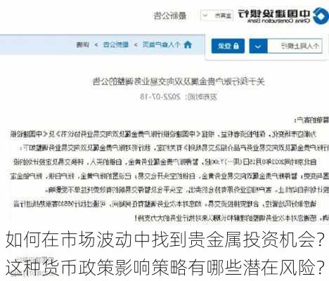 如何在市场波动中找到贵金属投资机会？这种货币政策影响策略有哪些潜在风险？